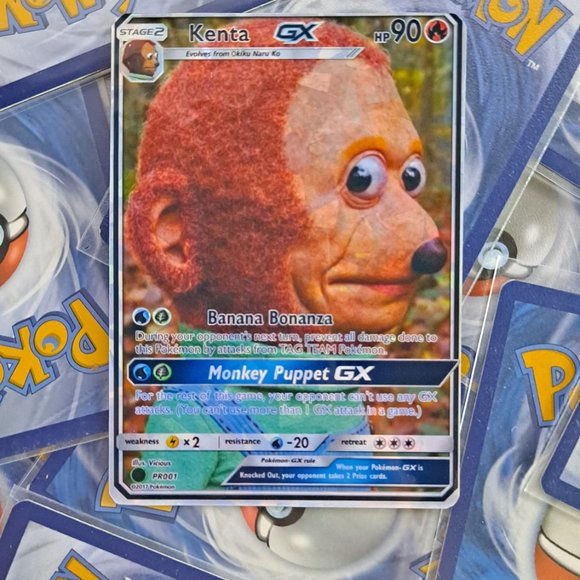 Monkey Puppet Pokemon Card - (kenta the monkey puppet meme) - Picture 1 of 8